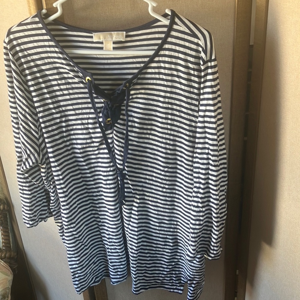 Michael Michael kors Striped Lace-Up nautical looking top 2x